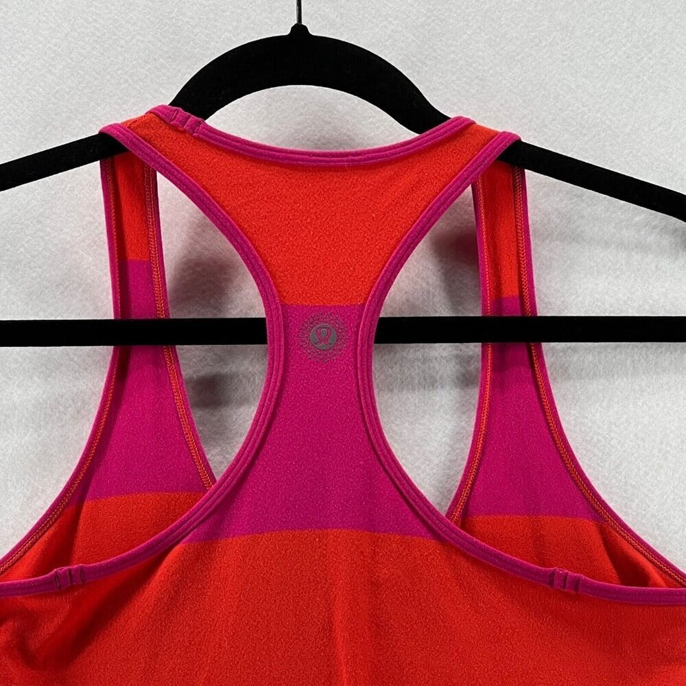Lululemon Tank Top Womens Sz 6 Cool Racerback Striped Sleeveless Orange Purple - Picture 6 of 8